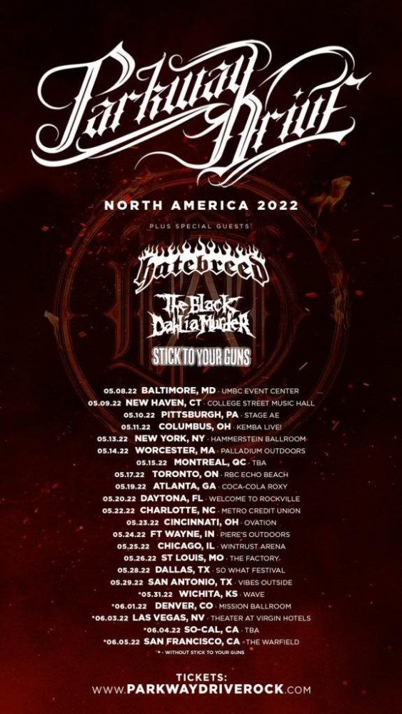 Parkway Drive w/ The Black Dahlia Murder, Hatebreed, Stick To Your Guns